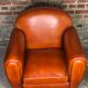 Vintage club armchair in camel leather