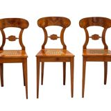Biedermeier Board Chairs in Cherry Veneer and Mesh, Vienna, 1830s, Set of 6
