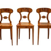 Biedermeier Board Chairs in Cherry Veneer and Mesh, Vienna, 1830s, Set of 6