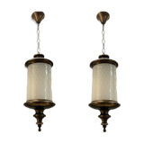 Italian murano glass pendants lights, set of 2