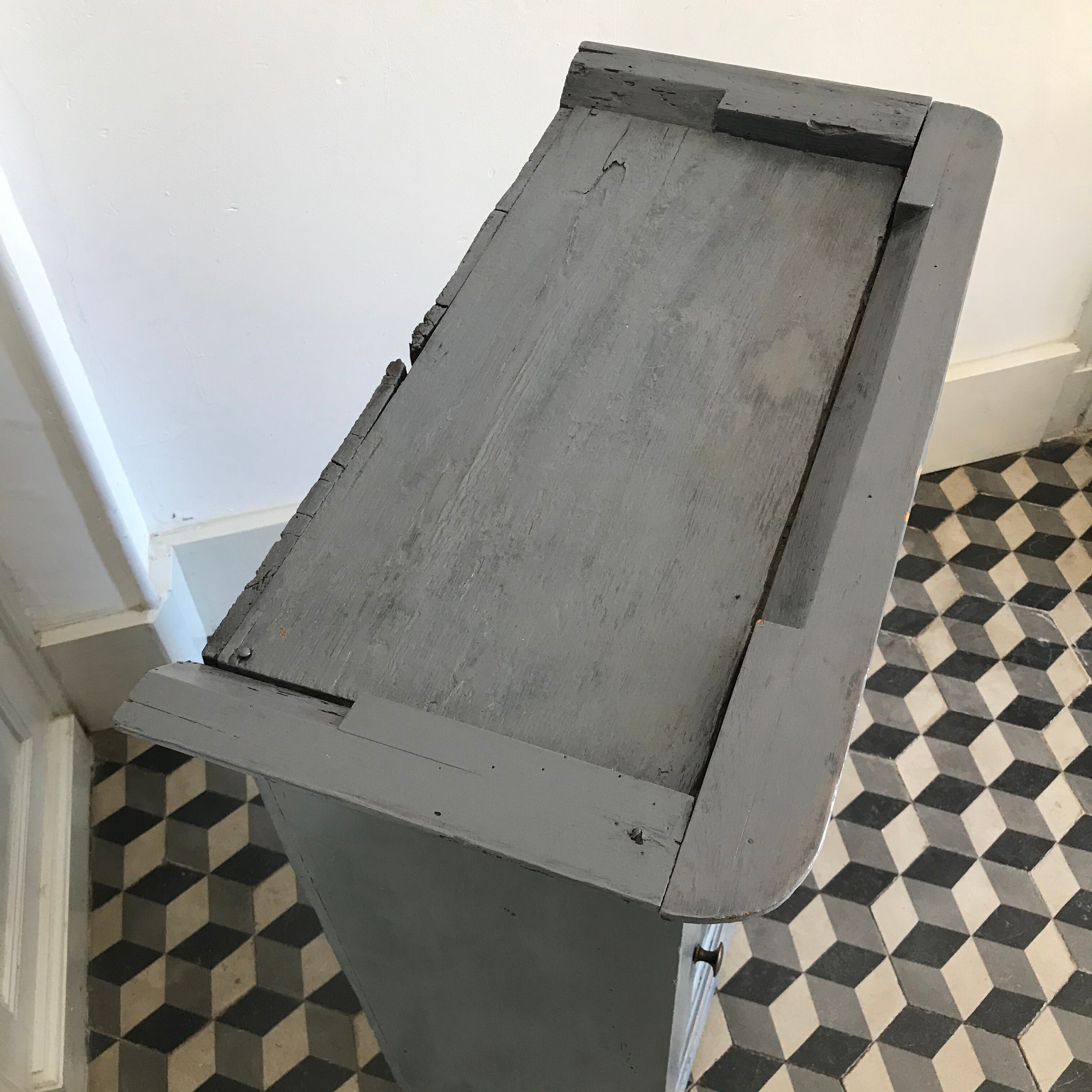 Old grey tinted wooden furniture