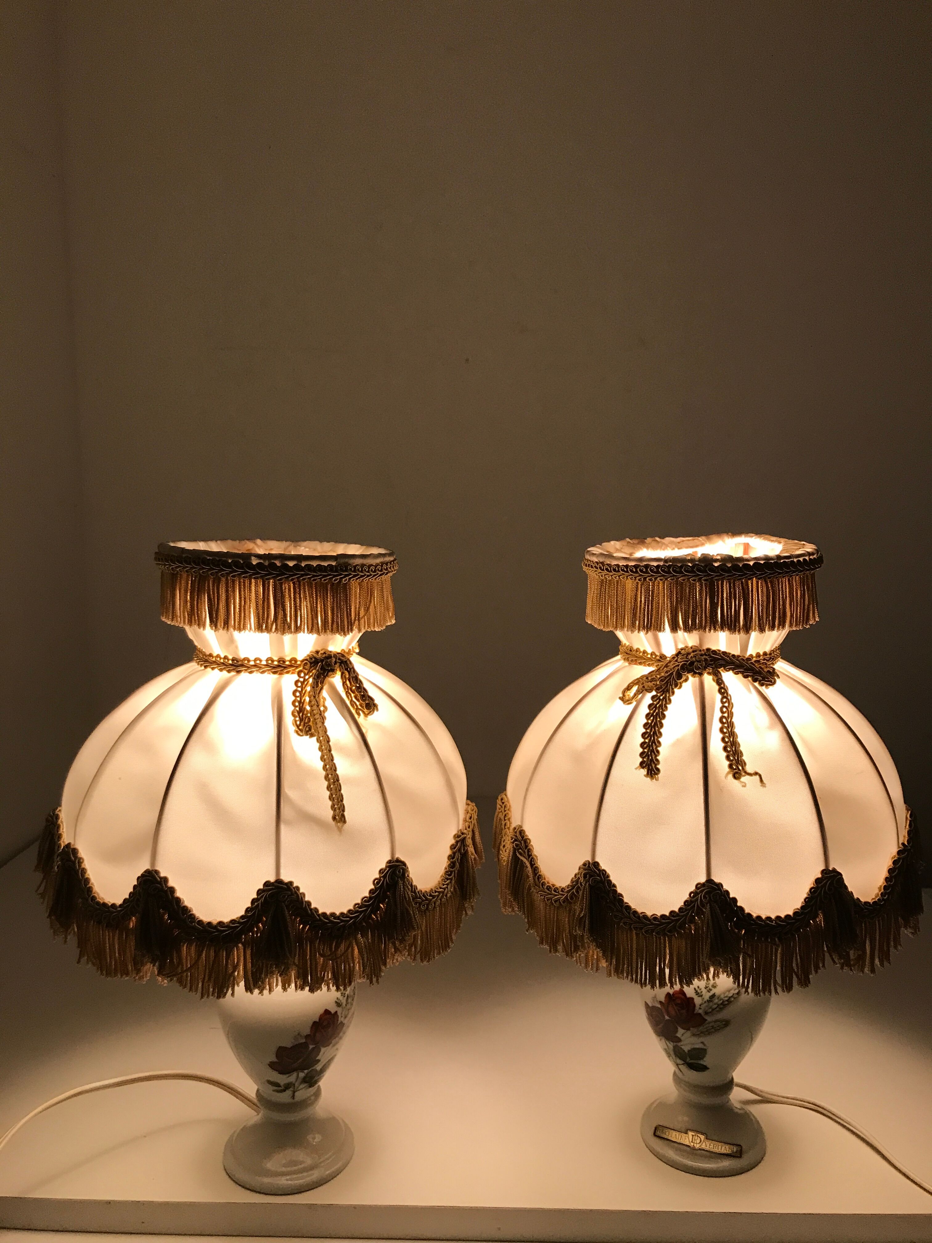 Old bedside lamps in porcelain