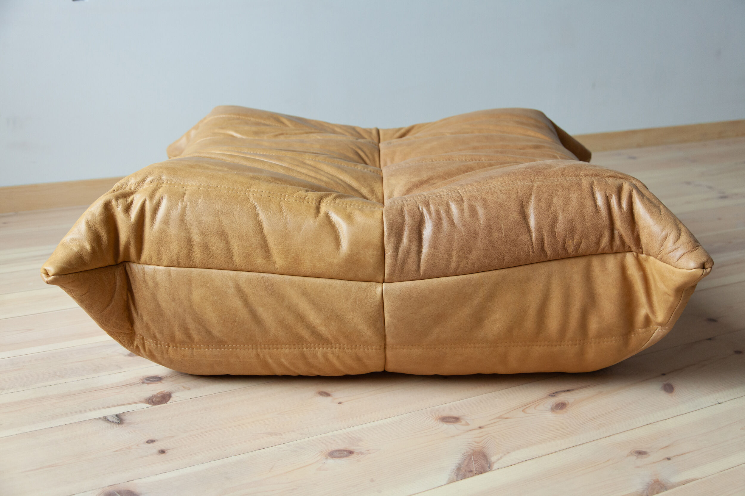 Ottoman Togo in camel leather  designed by Michel Ducaroy 1973