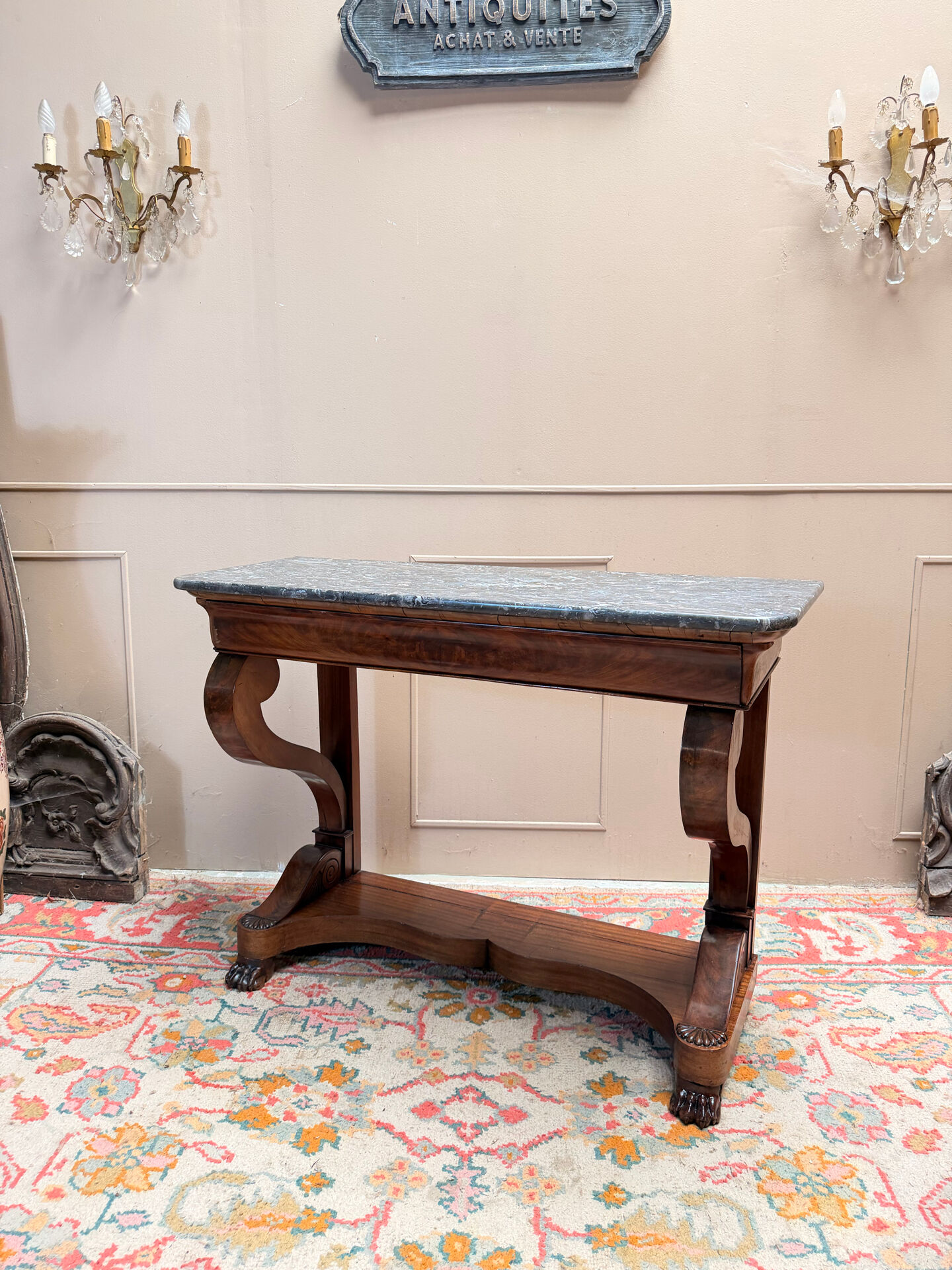 CONSOLE IN MAHOGANY FROM THE RESTORATION PERIOD 19TH CENTURY