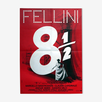 Affiche de cinéma originale "Huit et demi  8 ½ "  de Frederico Fellini