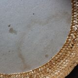 Round wicker basket with lid, vintage soft weaving.