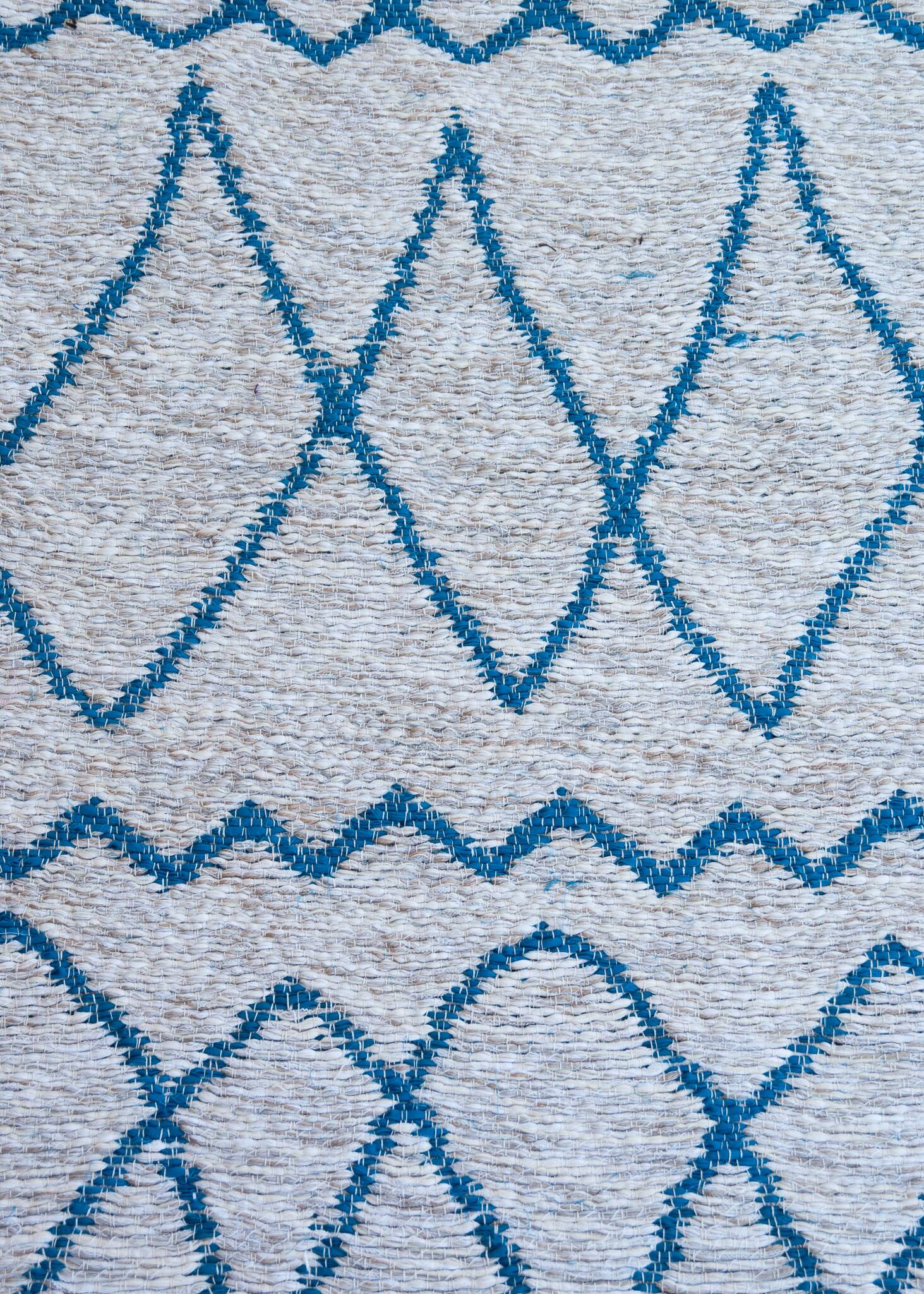 Recycled cotton handcrafted rug - Reversible - Blue