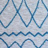 Recycled cotton handcrafted rug - Reversible - Blue