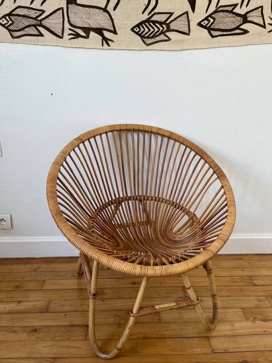 Vintage rattan basket chair