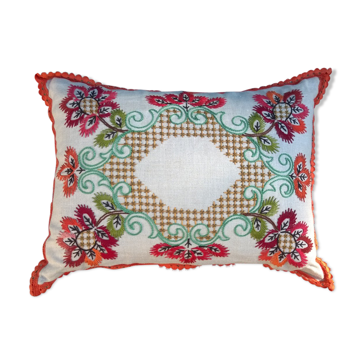 Rectangular cushion embroidery, dating back to the 50s
