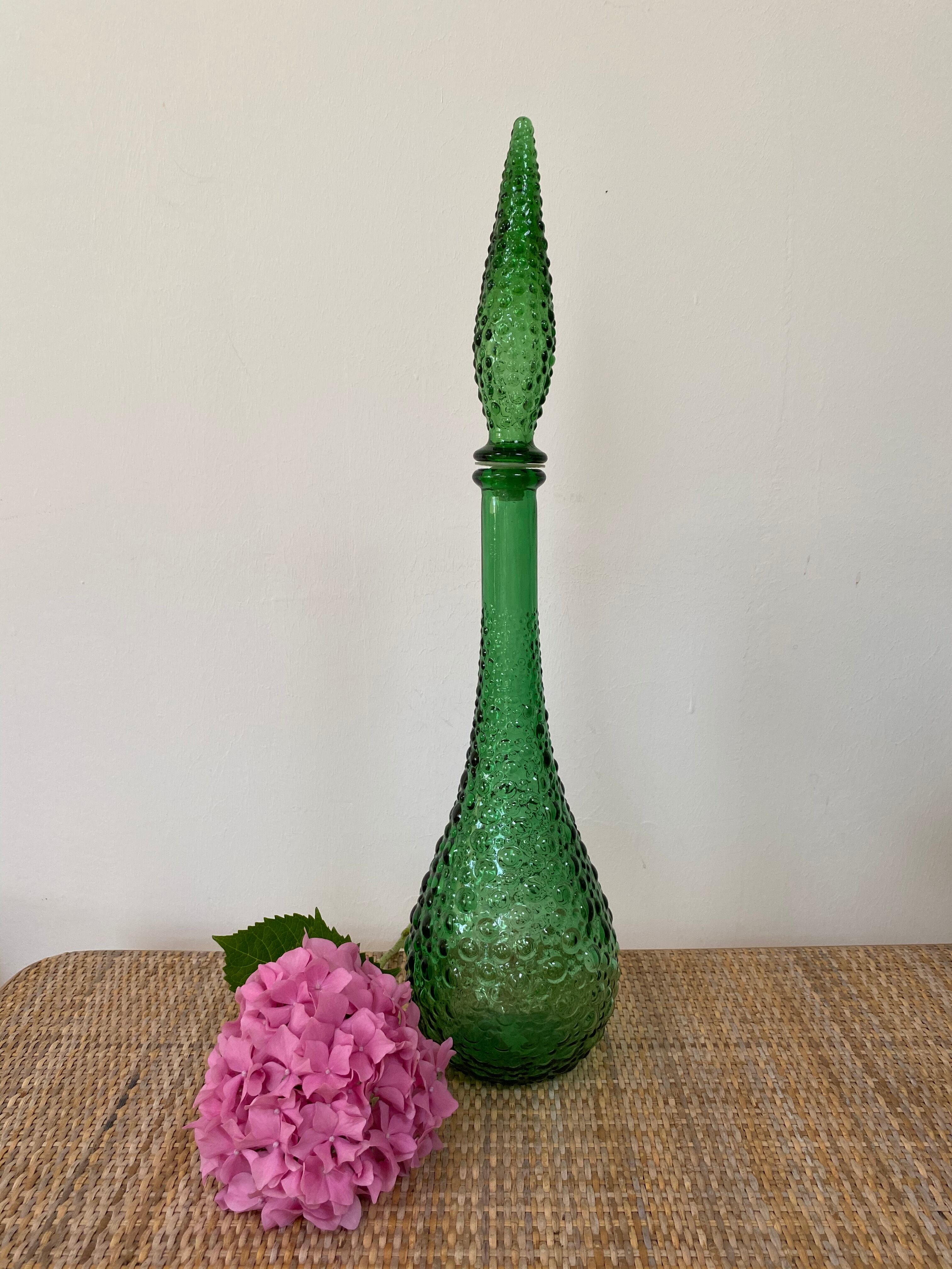 Set of 3 large Empoli decanters from the 60s