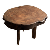 Table basse bois brutaliste