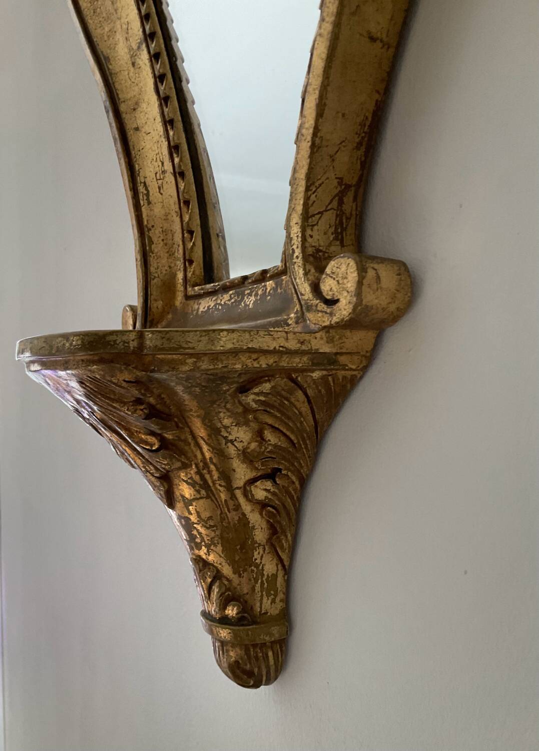Miroir doré vintage avec selette