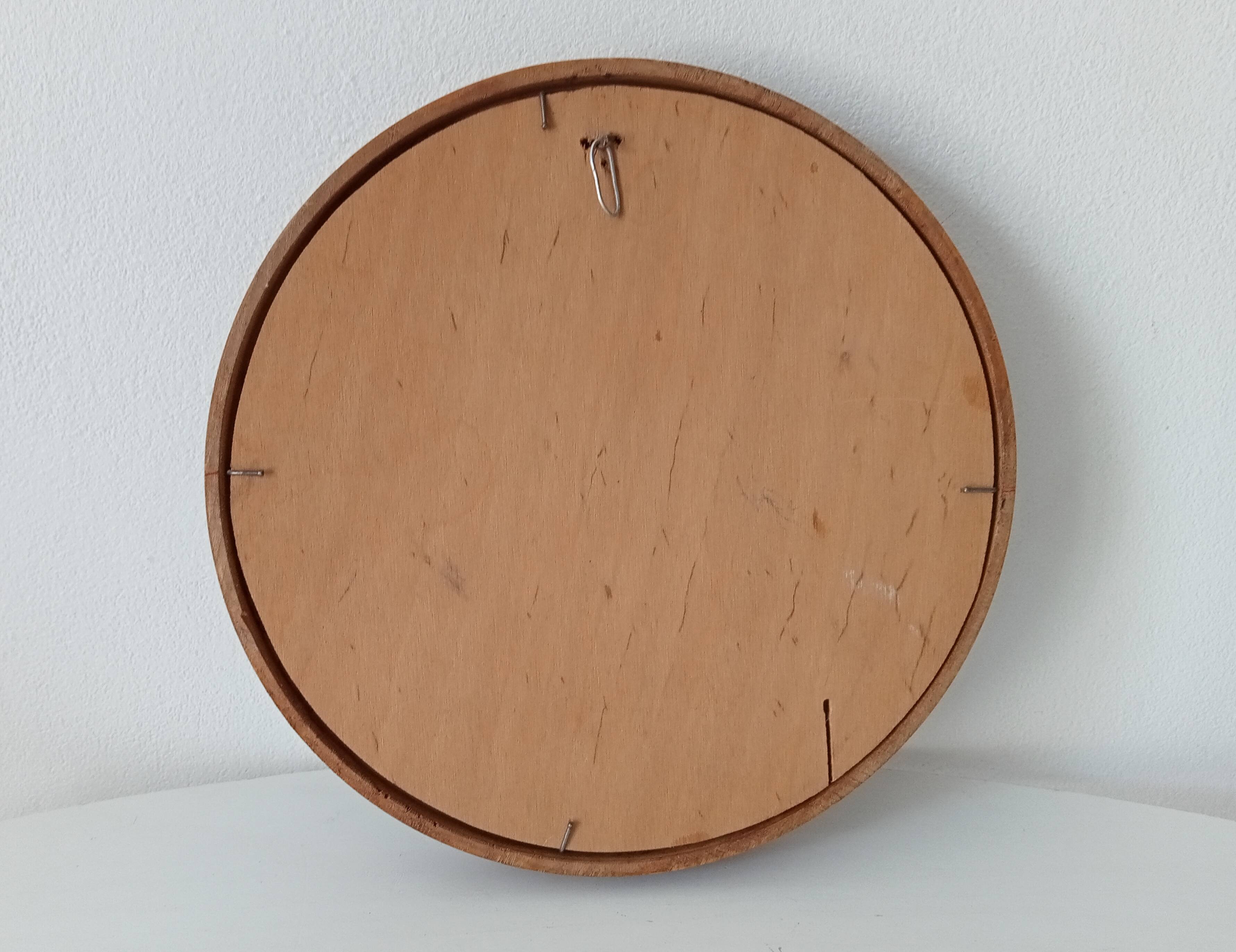Vintage round wooden mirror