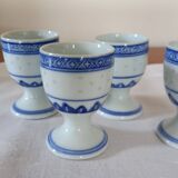 Set of 4 blue and white egg cups
