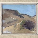 Vintage Swedish Modernist Landscape Oil Painting by Gustav Adolf Johansson 1974
