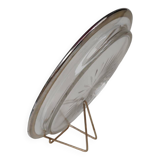 Cut crystal tray and solid silver rim.