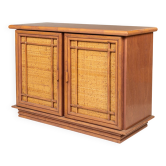 Vintage cane sideboard, Maison Maugrion, circa 1970