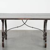 Antique Spanish table from the early 18th century with  a cast iron base