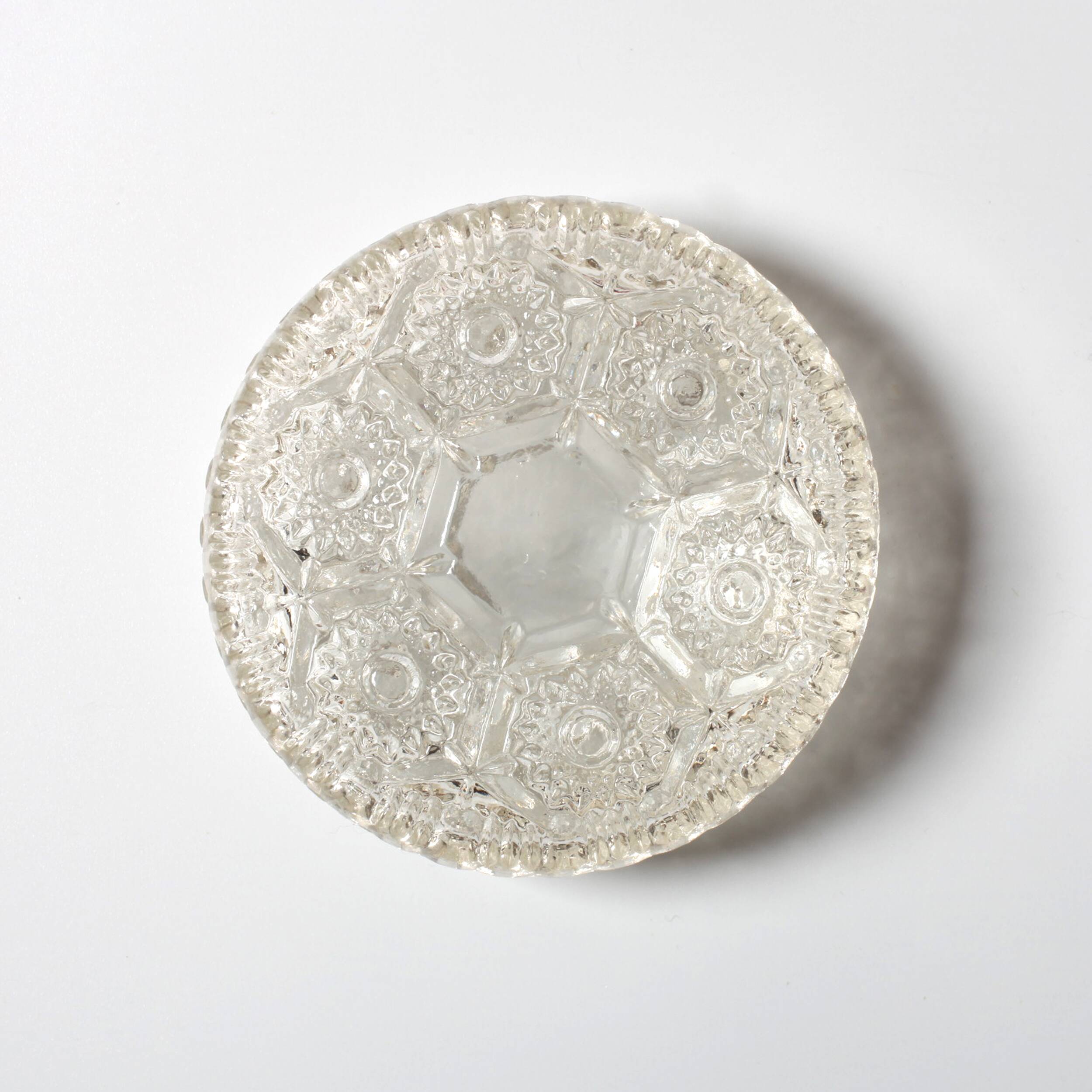 Mid-Century Pressed Glass Jewelry Box / Geometric Bonbon Candy Jar