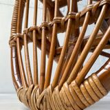 High stool in bamboo and rattan, circa 1960.