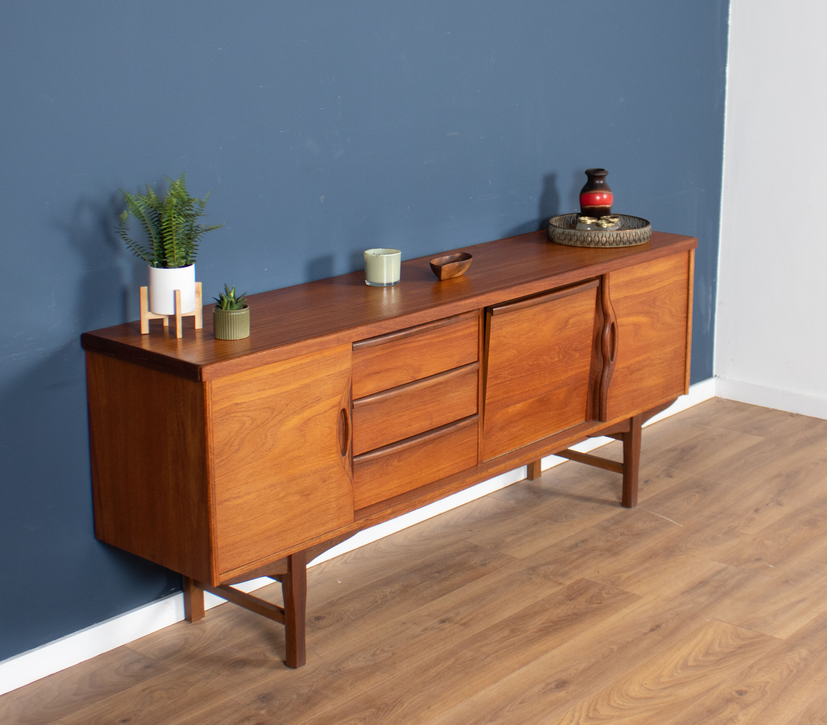 Retro teak 1960s long mid century sideboard by jentique