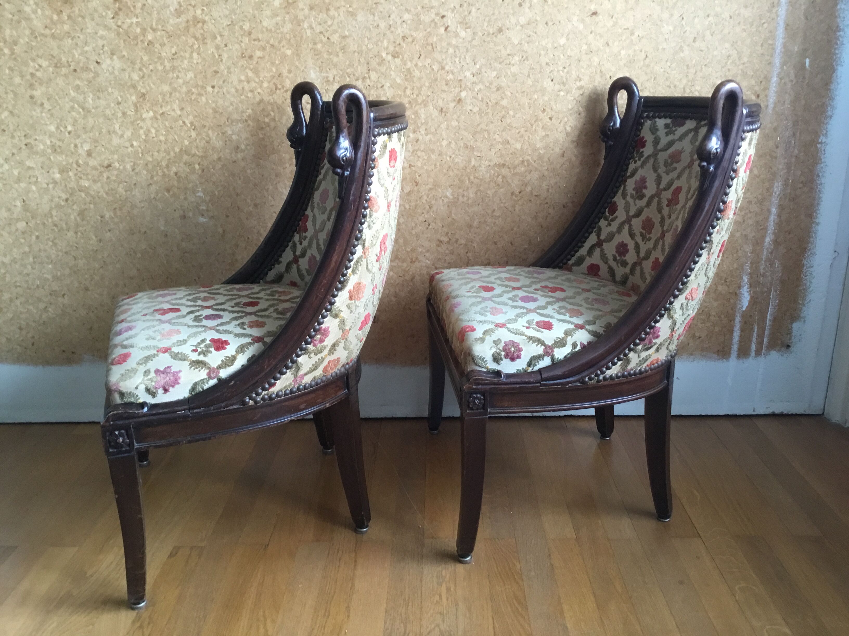 Pair of gooseneck gondola chairs
