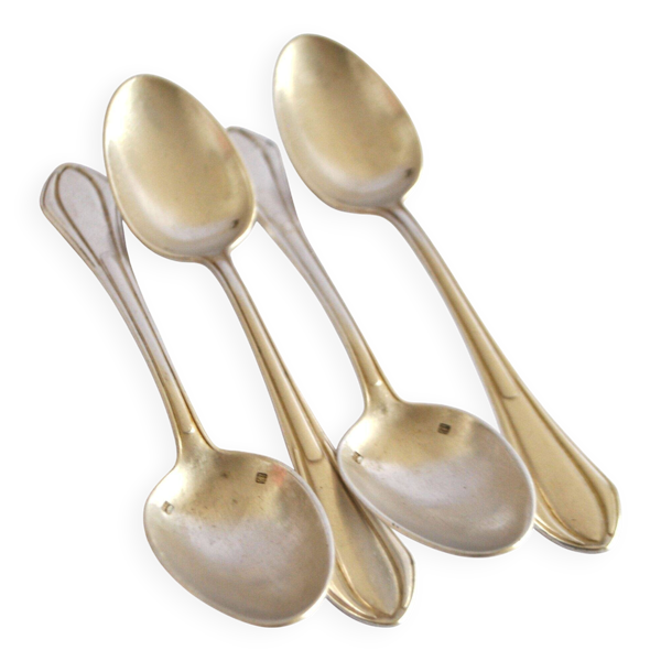 SFAM lot de 4 cuillères à café art déco en métal argenté style Printania
