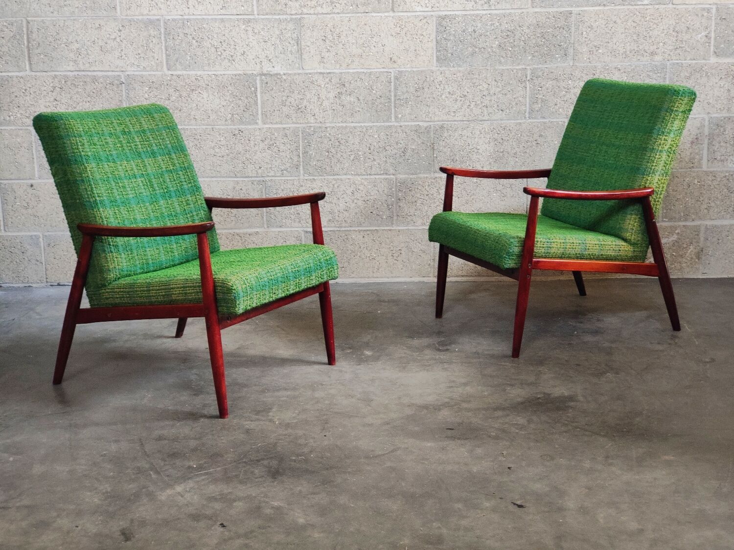 Pair of green armchairs by Jiri Jiroutek for Interier Praha 1960