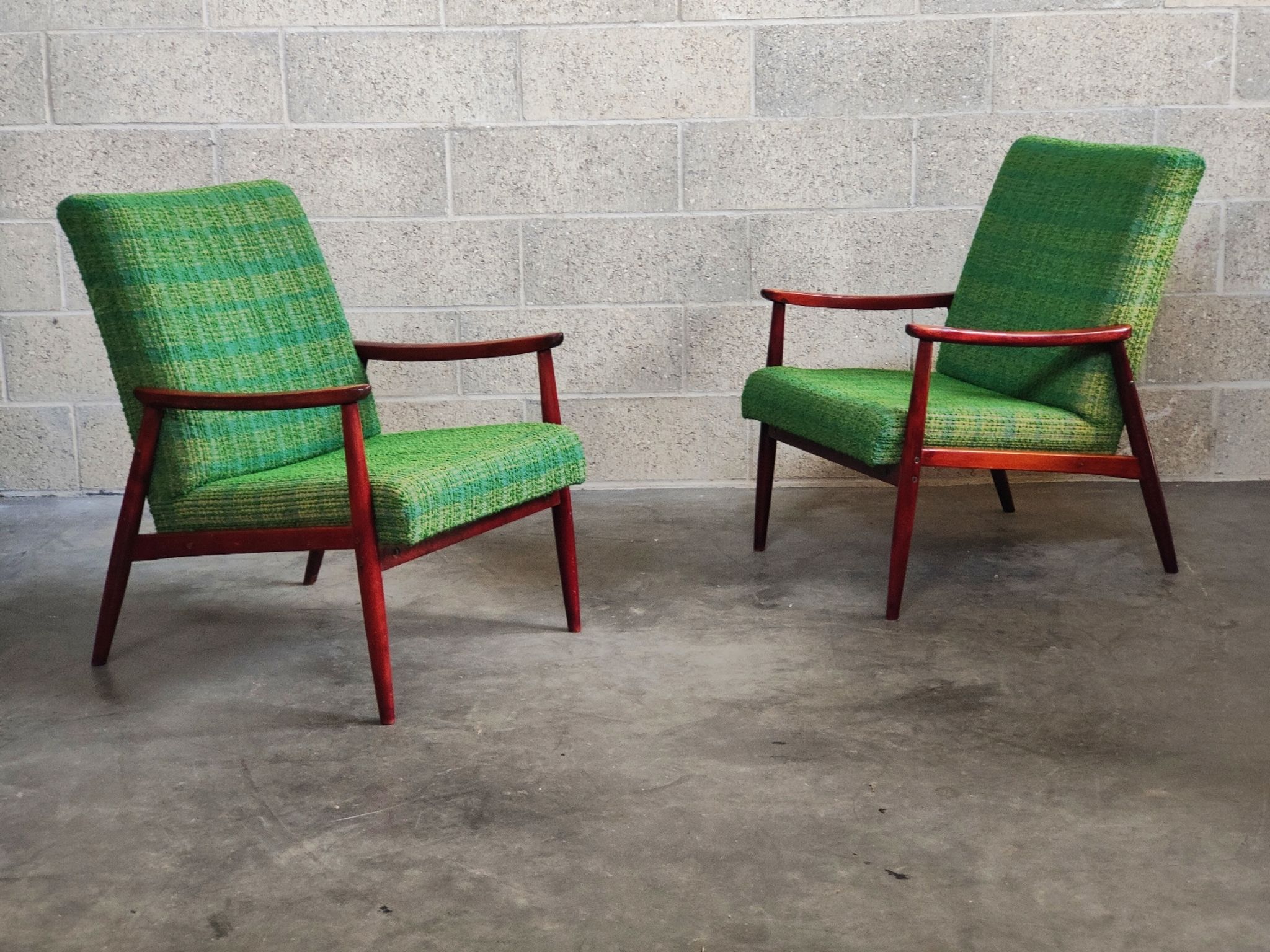 Pair of green armchairs by Jiri Jiroutek for Interier Praha 1960