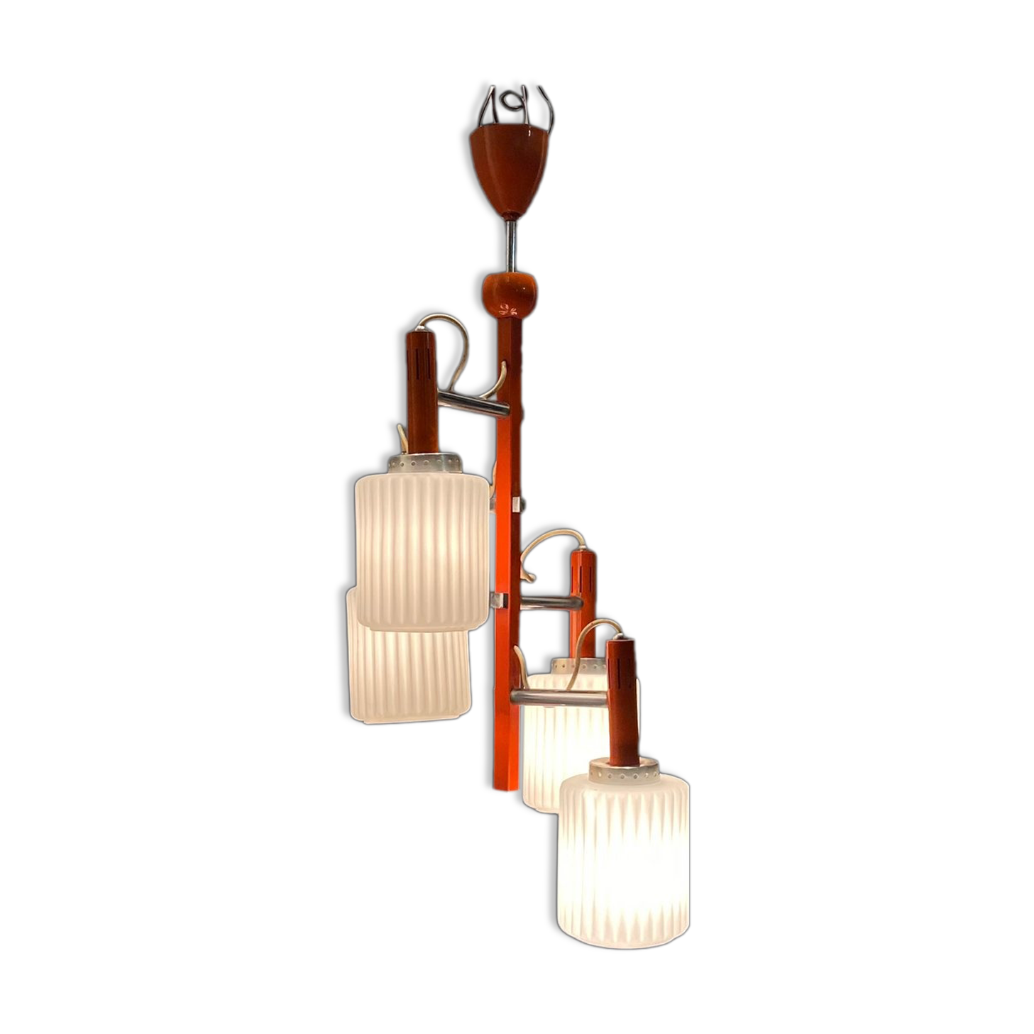 Mid-century italian orange opaline glass lamp