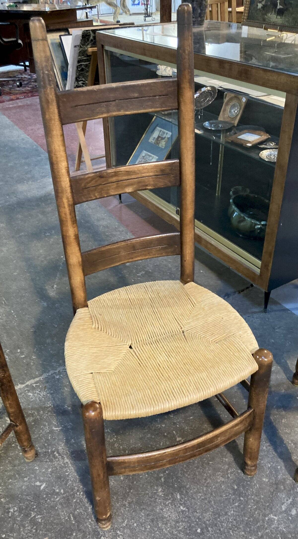4 modernist straw chairs