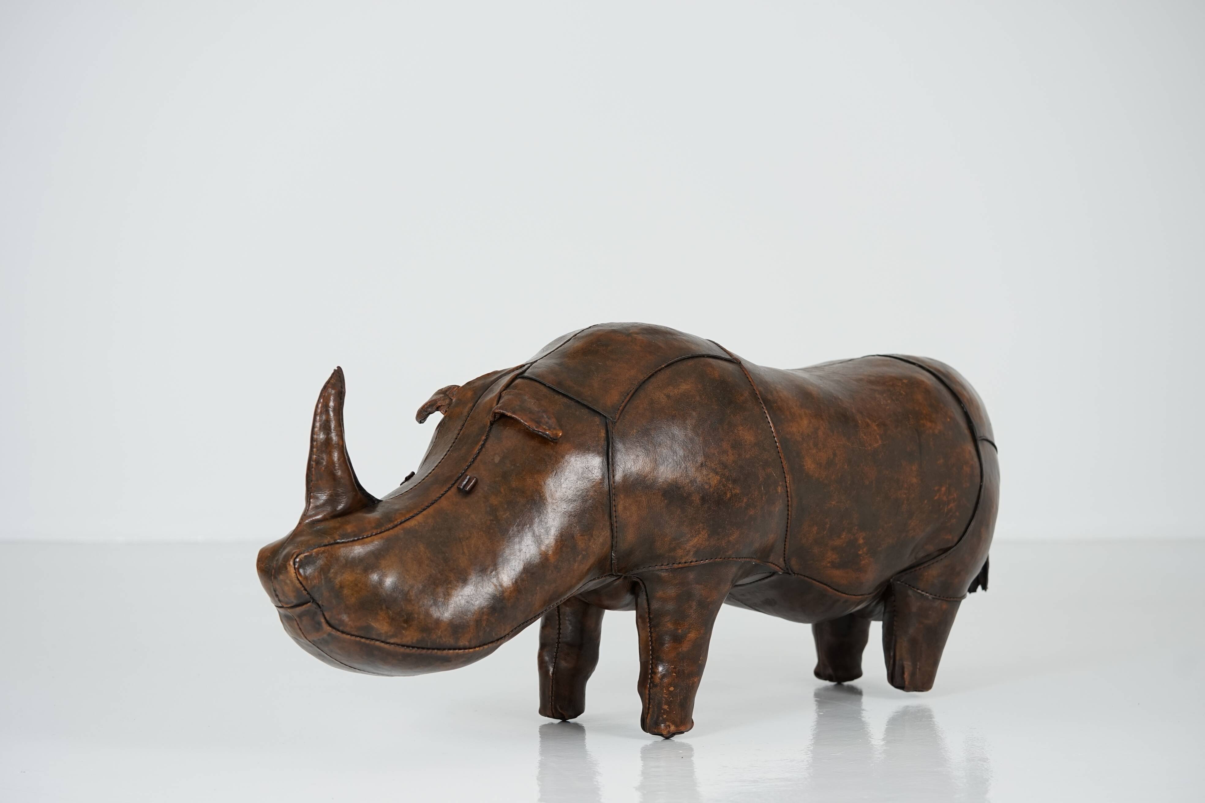 XL Rhinoceros Leather Footstool by Dimitri Omersa
