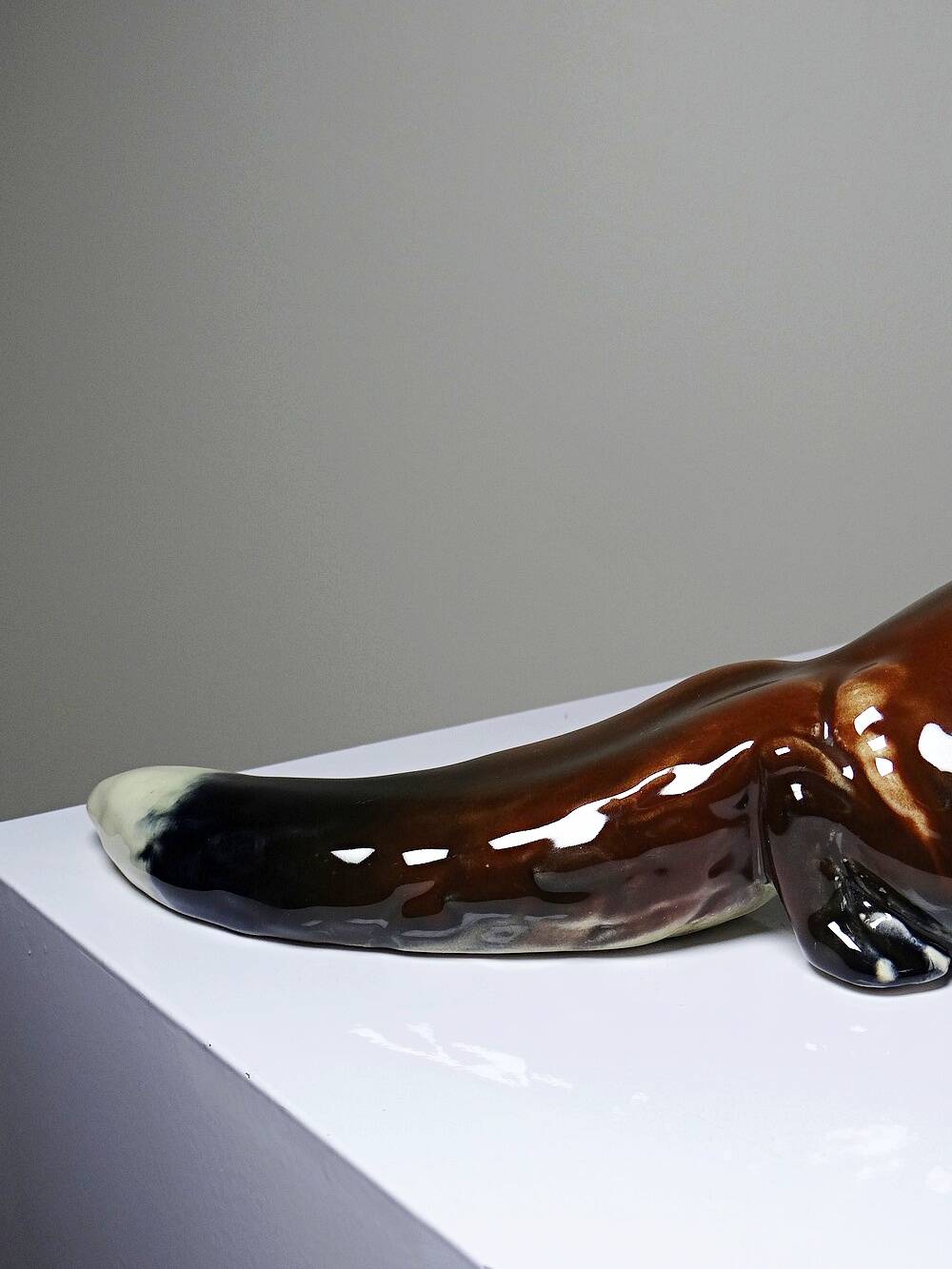 Large ceramic fox from St Clément, after Kraner, 1930s-50s.