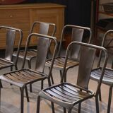 Set of 6 Tolix chairs model T3 by Xavier Pauchard 1950's