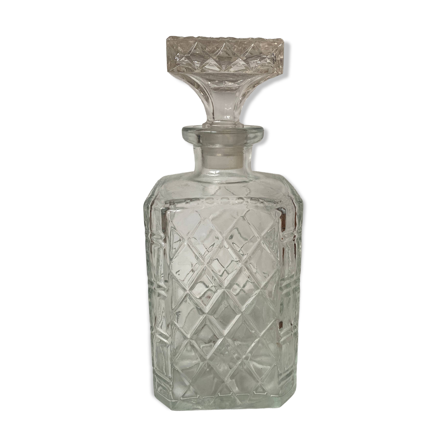 Chiseled glass whiskey decanter
