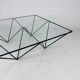 Table basse postmoderne italienne en acier et verre, années 1980