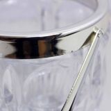 Glass ice bucket with spoon 1970