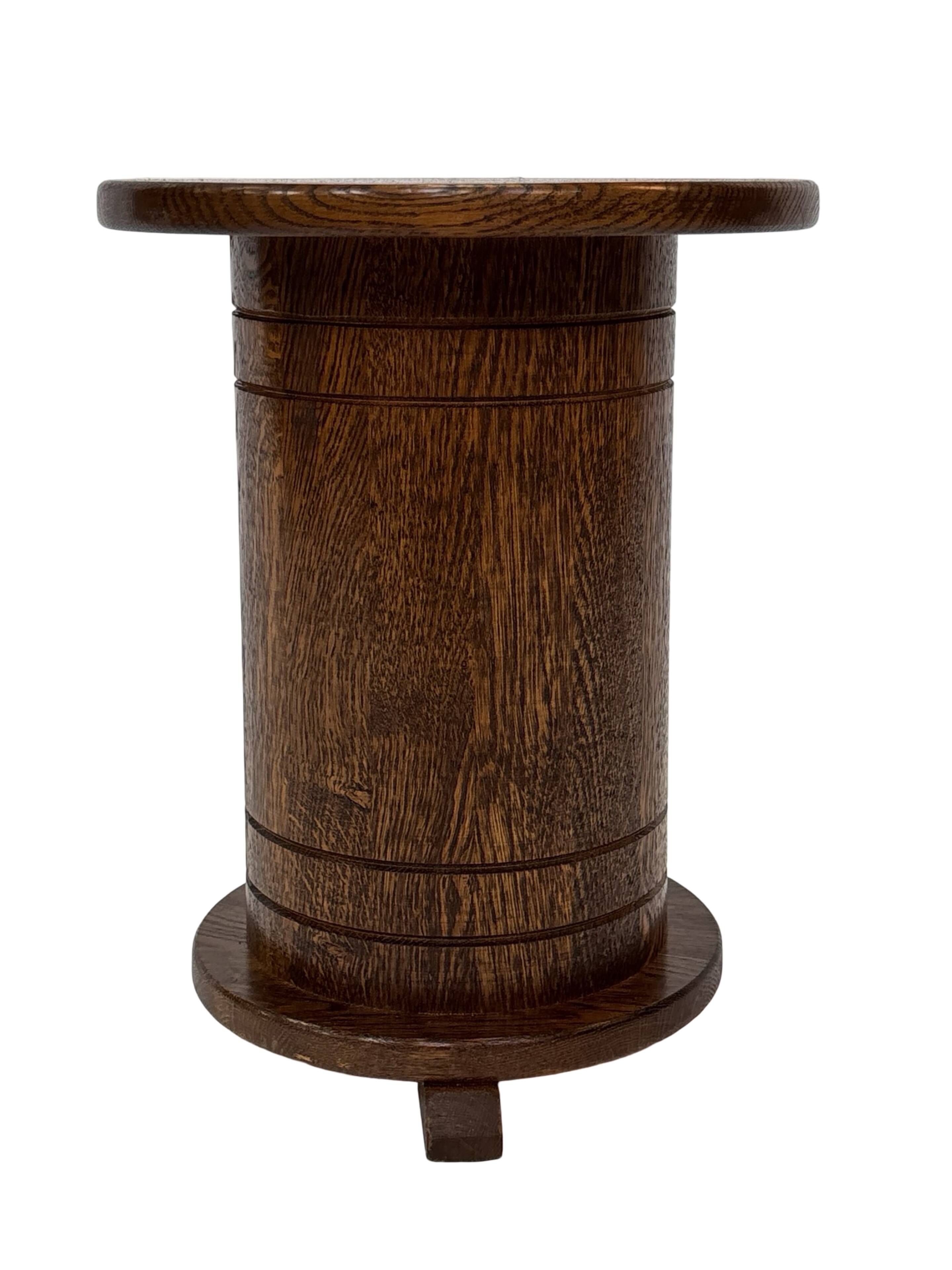 Vintage oak plant table low stool 70s design