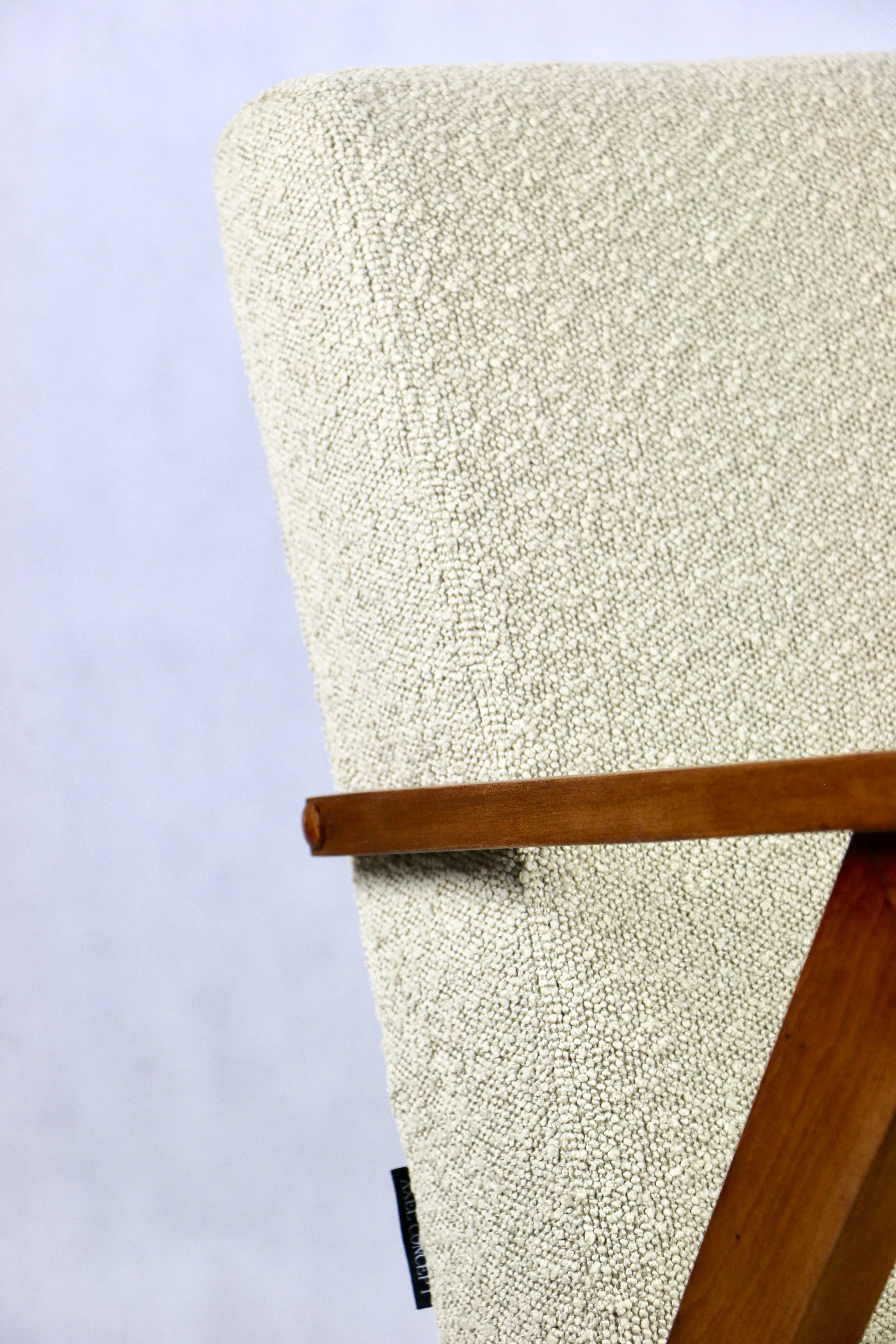 Vintage Beige Boucle and Rosewood Model like B-310 Lounge Chair, 1970s