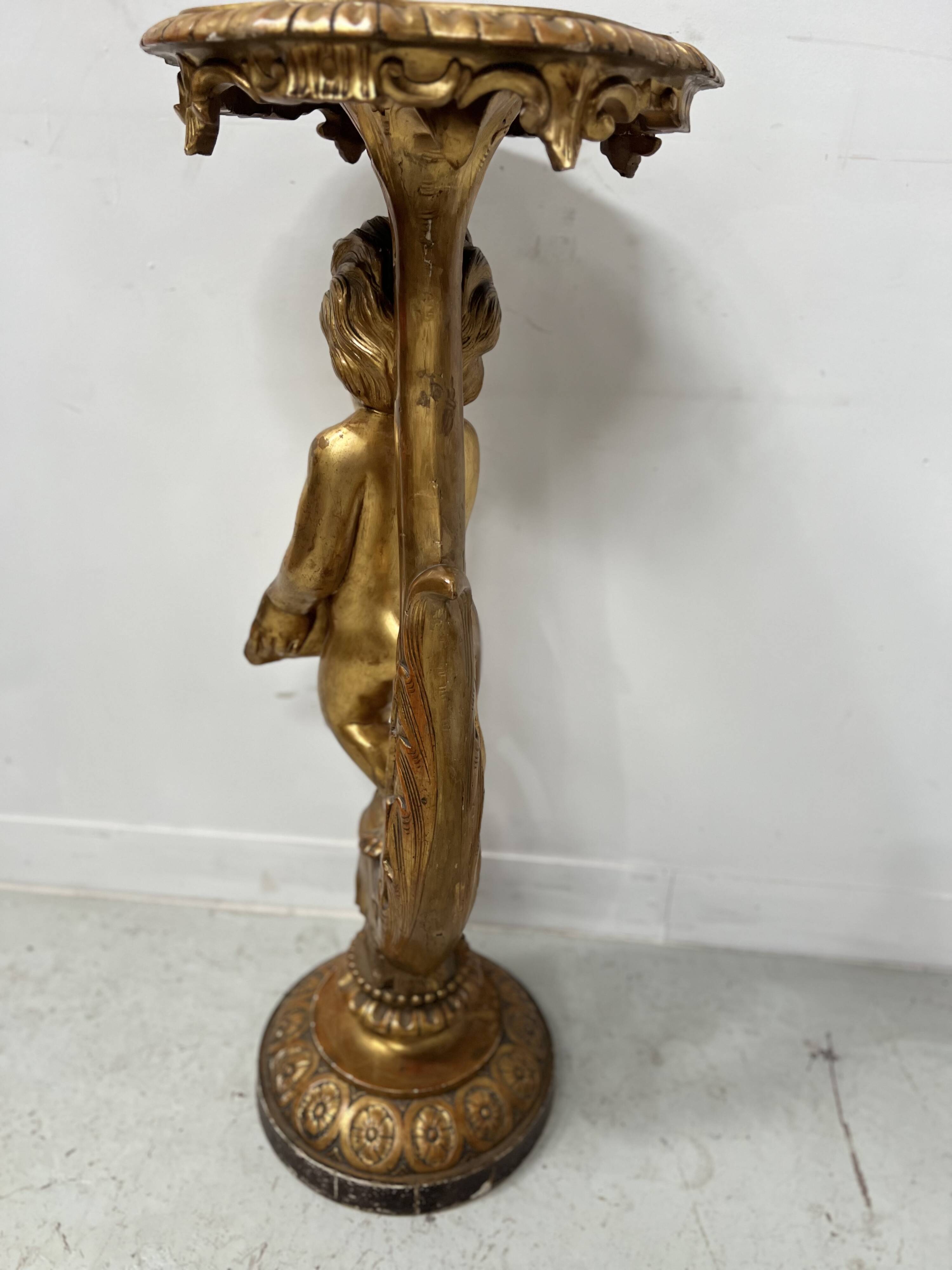 19th century gilded carved wooden presentation column