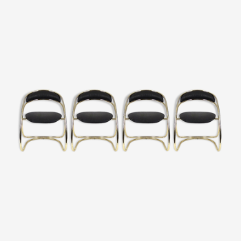 Set of 4 Italian brass dining chairs 1970