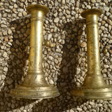 Pair of candlesticks a push brass
