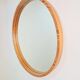 Large Mid-Century Round Pine Mirror, Denmark, 1960s