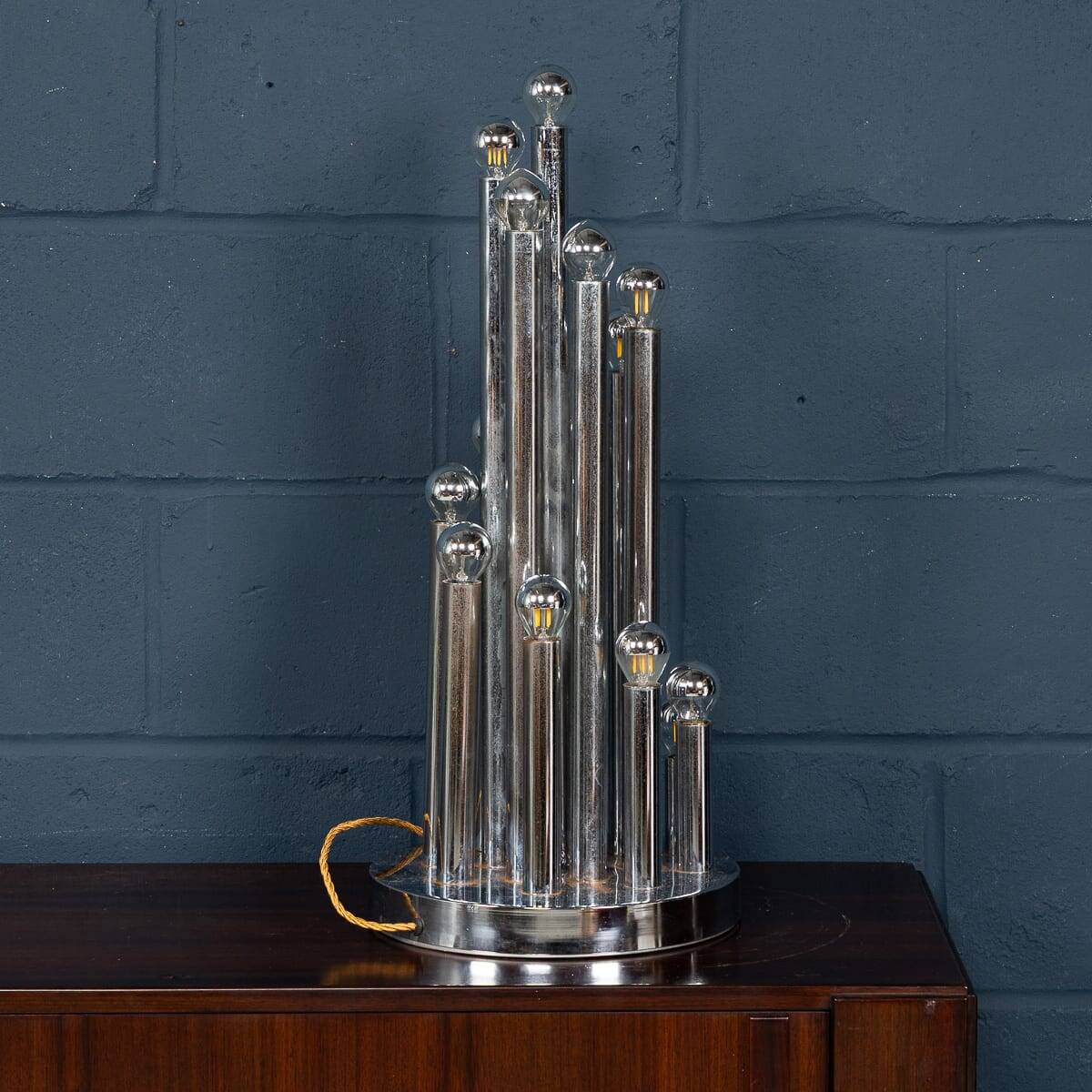 Vintage 20thc italian chrome multi-light table lamp by reggiani c.1970