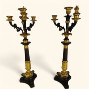 Large Pair of Gilded Bronze Chandeliers - Restoration Period (1815-1830)