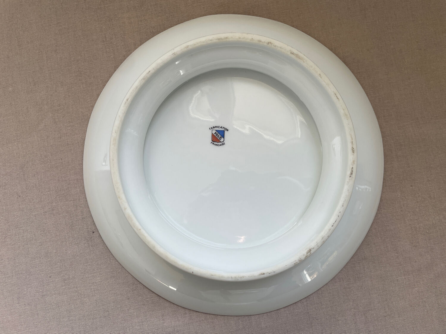 Shallow dish centrepiece French porcelain M&S silver trim