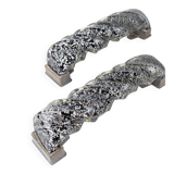 Pair of Hand-Blown Murano Glass Spiral Door Handles with Silver Dust, 1960s