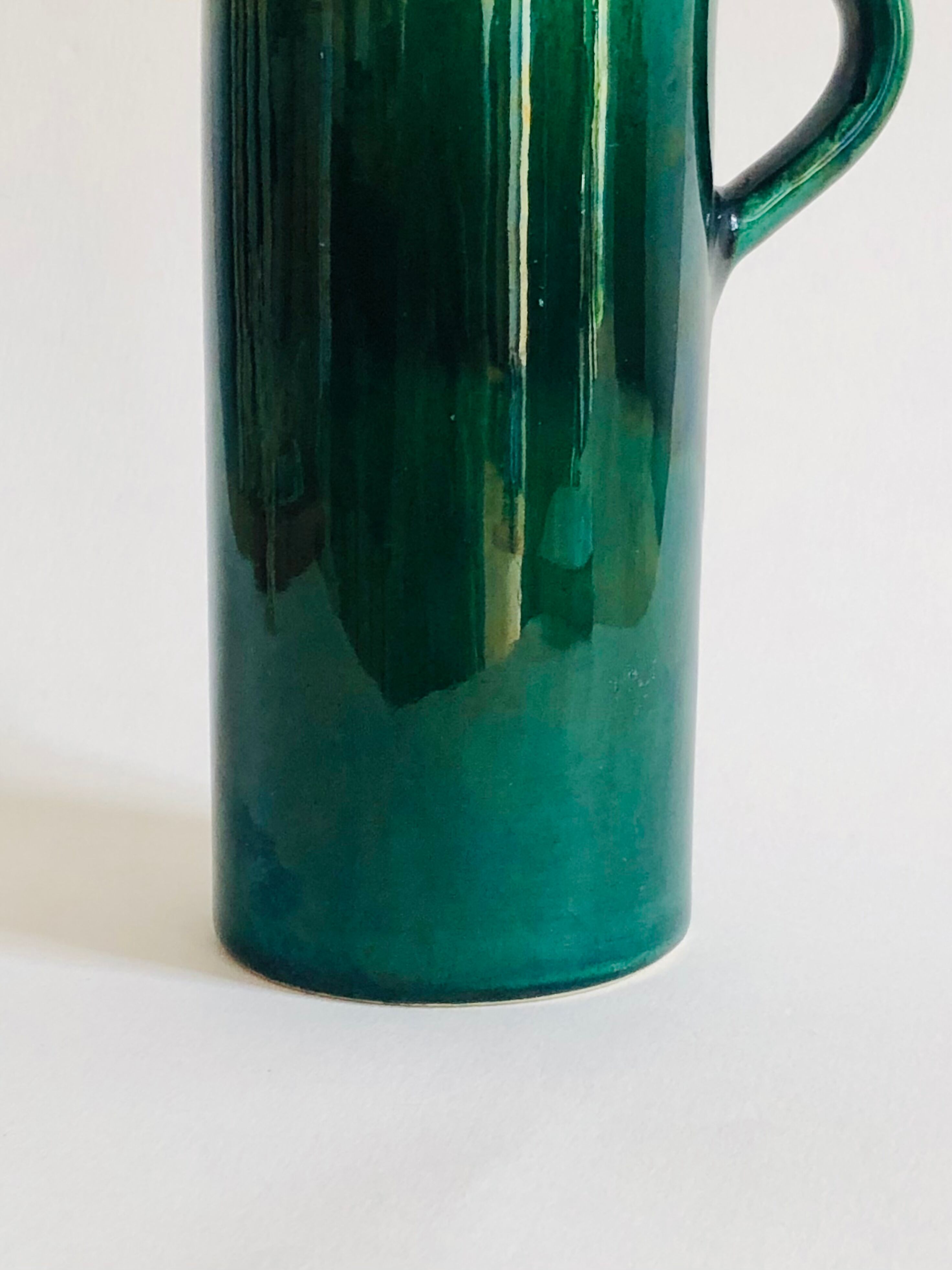 Soliflore vase in iridescent green ceramic West Germany