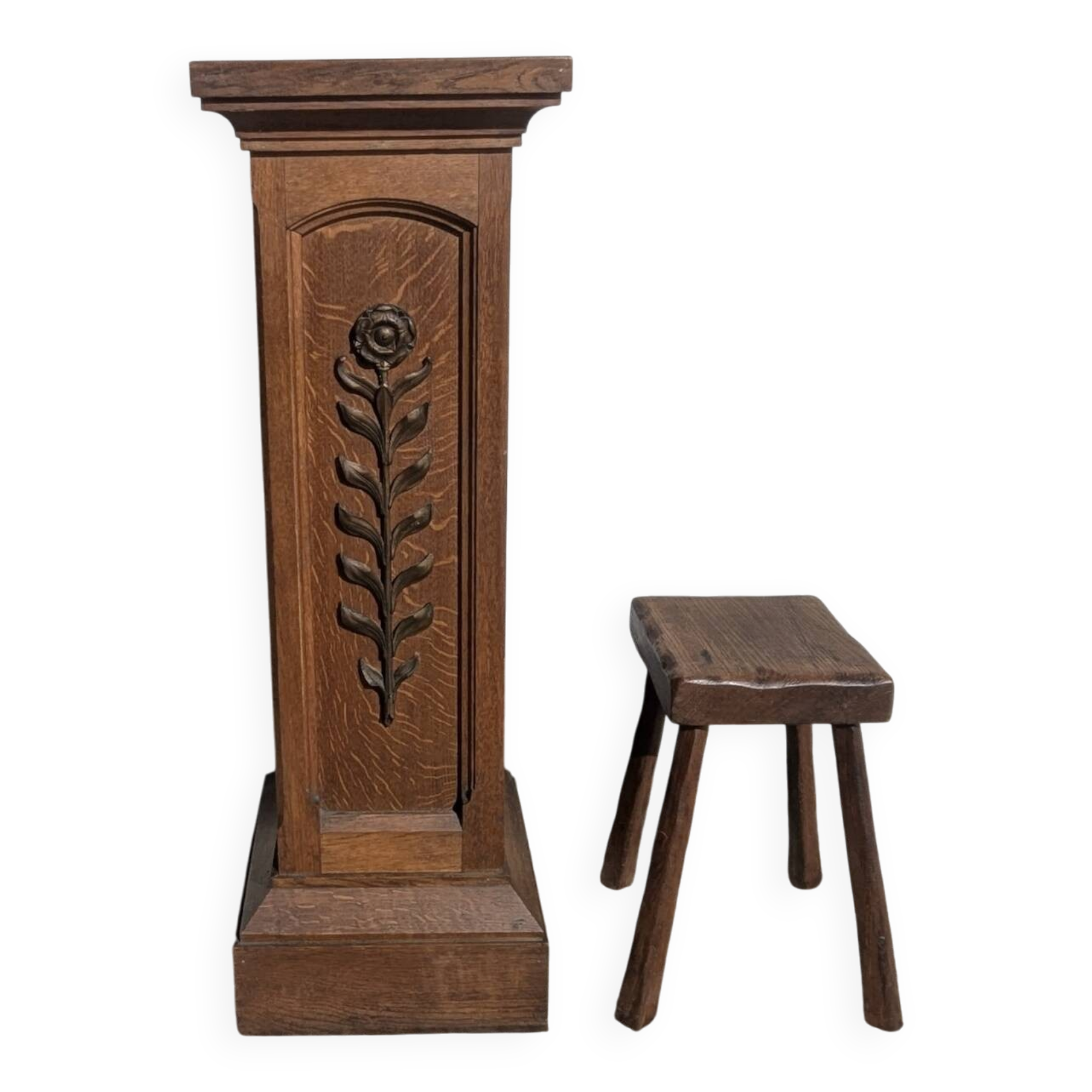 column / pedestal base solid oak 112 cm